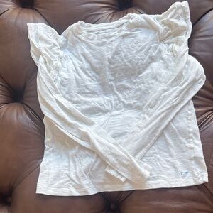 Vineyard Vines White Long Sleeve Tee with Ruffle Detail